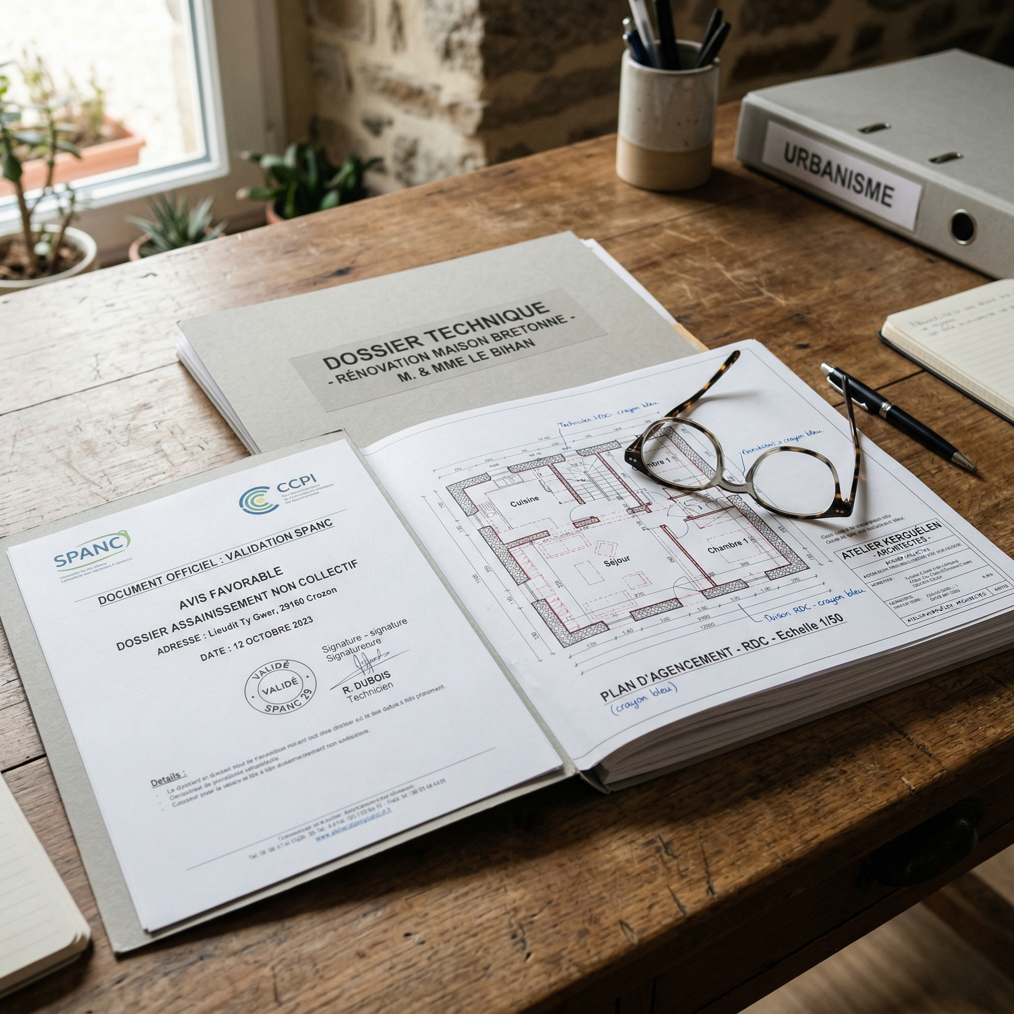 Dossier officiel de validation SPANC avec plans d'agencement pour un projet d'assainissement en Ille-et-Vilaine